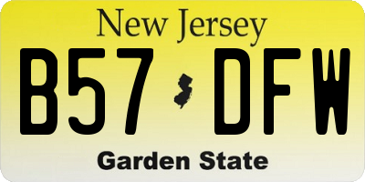 NJ license plate B57DFW