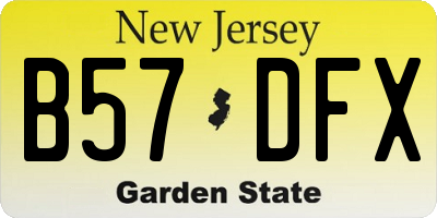 NJ license plate B57DFX