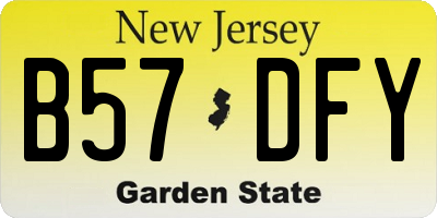 NJ license plate B57DFY