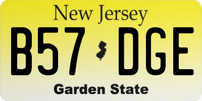 NJ license plate B57DGE