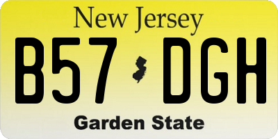 NJ license plate B57DGH