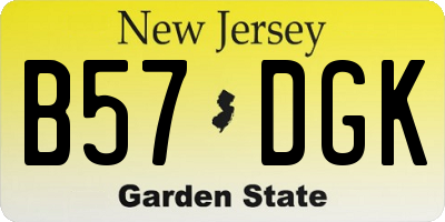 NJ license plate B57DGK