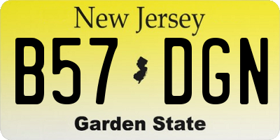 NJ license plate B57DGN