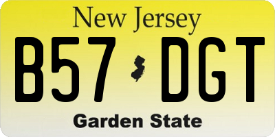 NJ license plate B57DGT