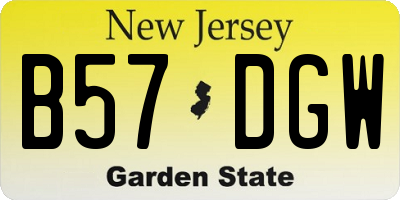 NJ license plate B57DGW