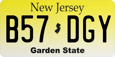 NJ license plate B57DGY