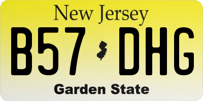 NJ license plate B57DHG