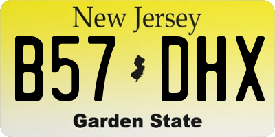 NJ license plate B57DHX