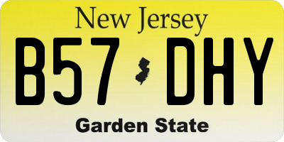 NJ license plate B57DHY