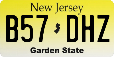 NJ license plate B57DHZ