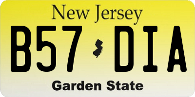 NJ license plate B57DIA