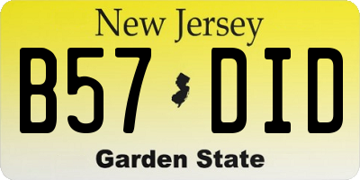 NJ license plate B57DID