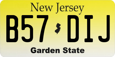 NJ license plate B57DIJ
