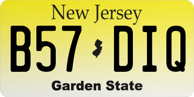 NJ license plate B57DIQ