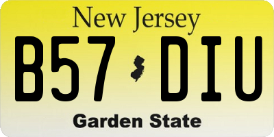 NJ license plate B57DIU