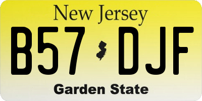 NJ license plate B57DJF