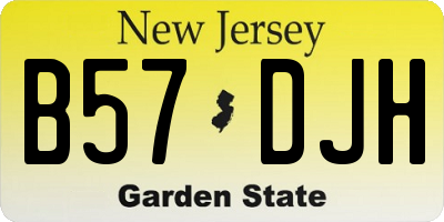 NJ license plate B57DJH