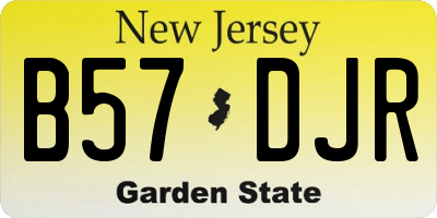 NJ license plate B57DJR