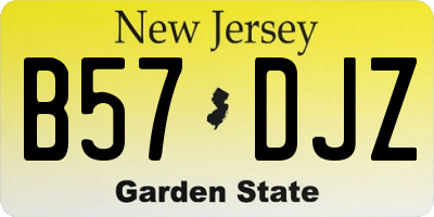 NJ license plate B57DJZ