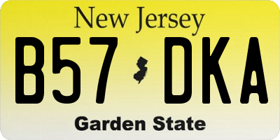 NJ license plate B57DKA