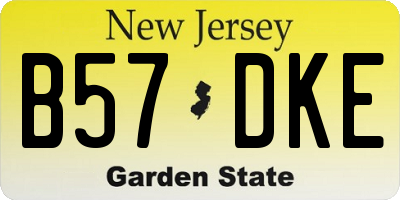 NJ license plate B57DKE