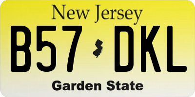 NJ license plate B57DKL
