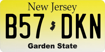 NJ license plate B57DKN