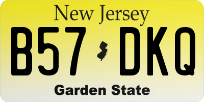 NJ license plate B57DKQ