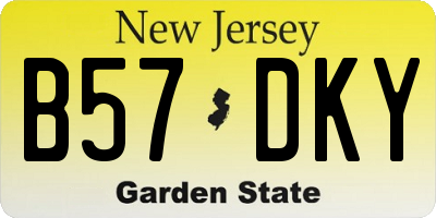 NJ license plate B57DKY