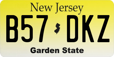 NJ license plate B57DKZ