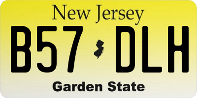 NJ license plate B57DLH