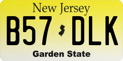 NJ license plate B57DLK