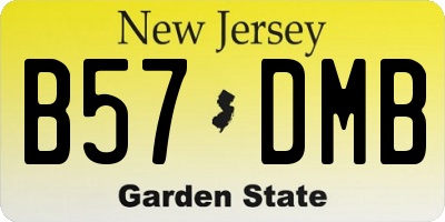 NJ license plate B57DMB