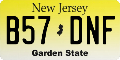 NJ license plate B57DNF