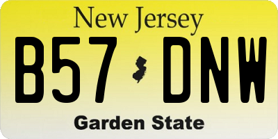 NJ license plate B57DNW