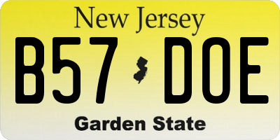 NJ license plate B57DOE