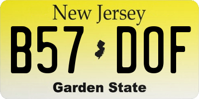 NJ license plate B57DOF