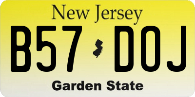 NJ license plate B57DOJ