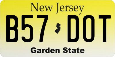 NJ license plate B57DOT