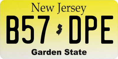 NJ license plate B57DPE