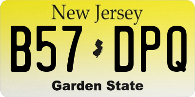 NJ license plate B57DPQ