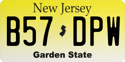 NJ license plate B57DPW