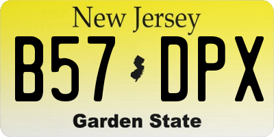 NJ license plate B57DPX