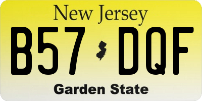 NJ license plate B57DQF