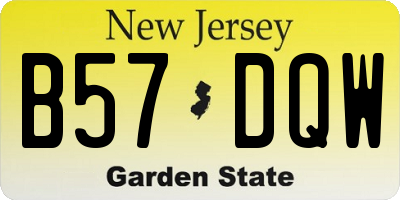 NJ license plate B57DQW