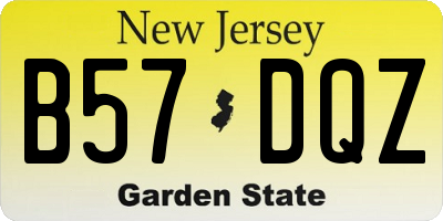NJ license plate B57DQZ