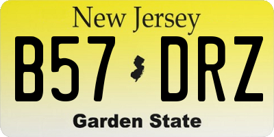 NJ license plate B57DRZ