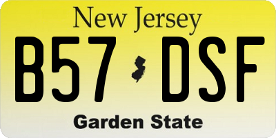 NJ license plate B57DSF