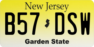 NJ license plate B57DSW