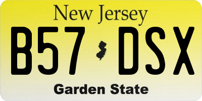 NJ license plate B57DSX
